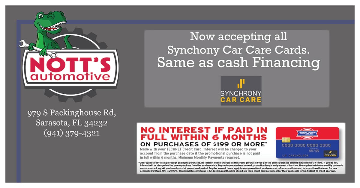 Synchrony Car Care financing at Nott's Automotive